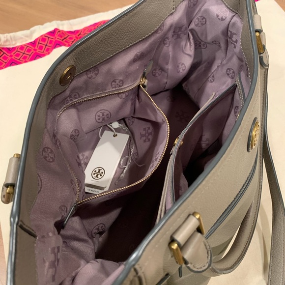 TORY BURCH Frances Gray Leather Satchel Bag - Picture 11 of 13